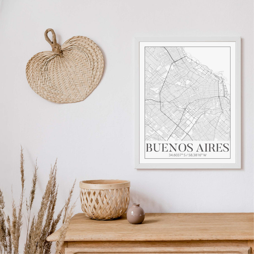 Buenos Aires black and white classic map art