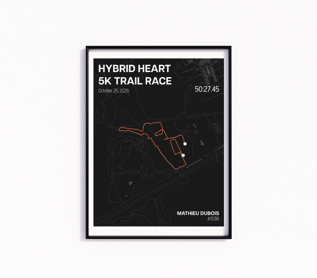 Hybrid Heart 5K & 10K Trail Race Print - Dark