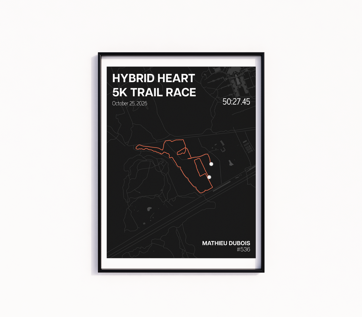Hybrid Heart 5K & 10K Trail Race Print - Dark