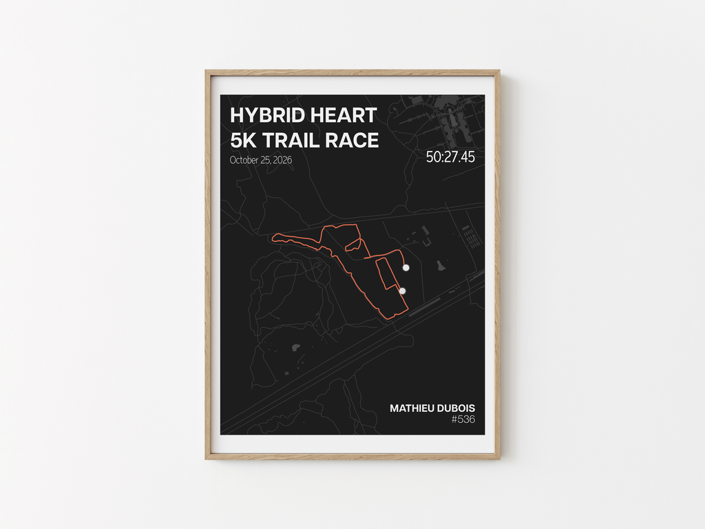Hybrid Heart 5K & 10K Trail Race Print - Dark