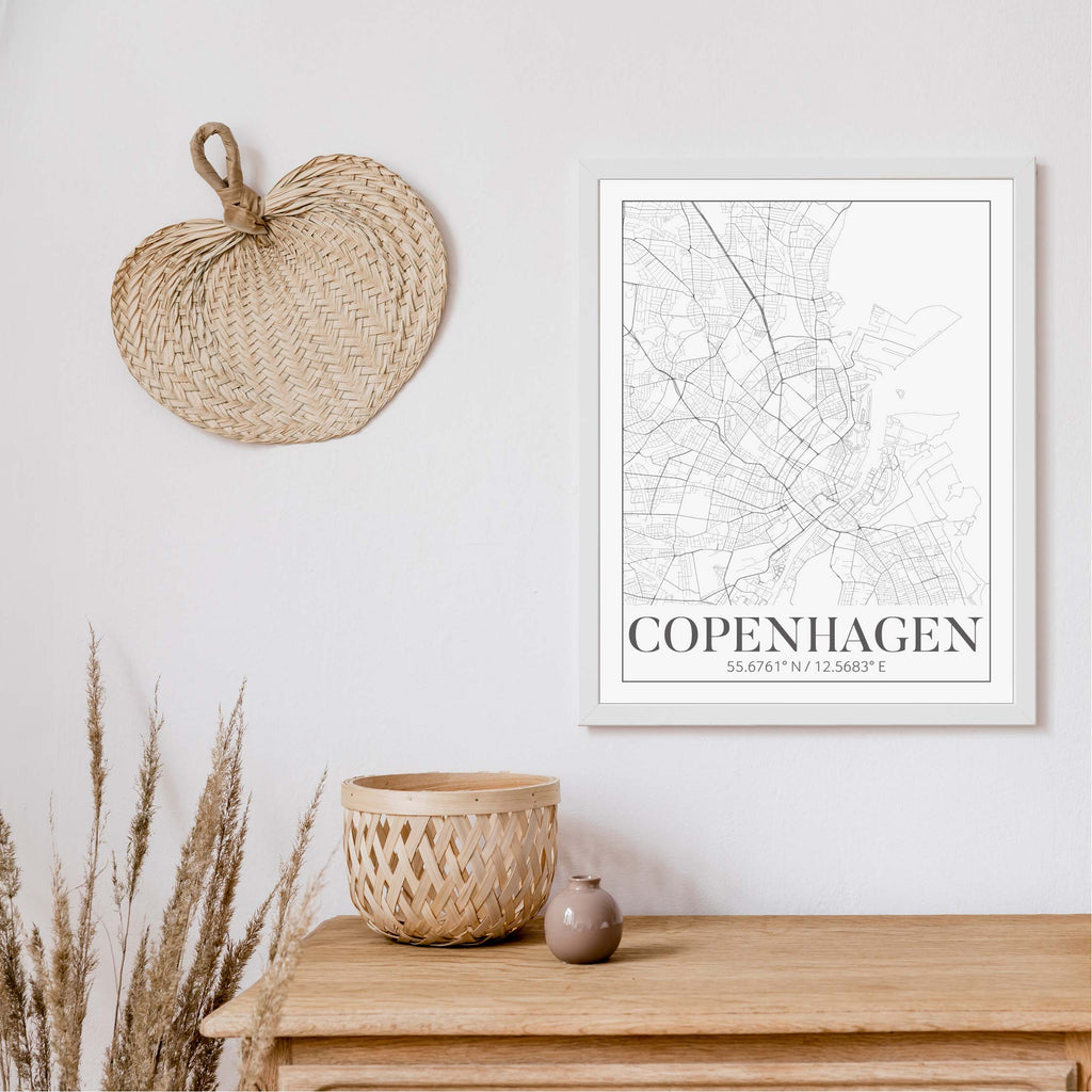 Copenhagen black and white classic map art