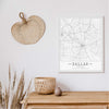 Dallas black and white vintage map art