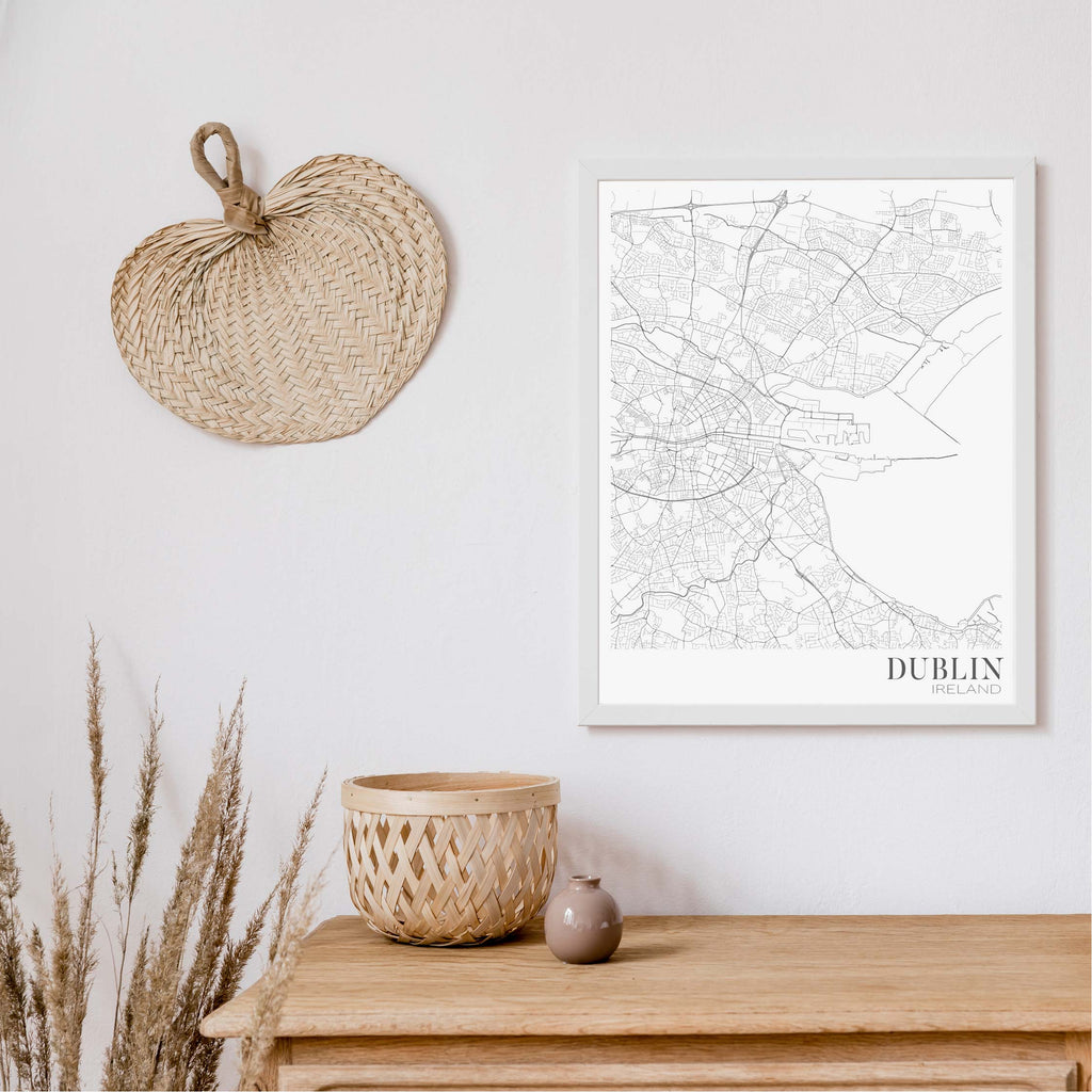 Dublin black and white editorial map art