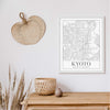 Kyoto black and white classic map art