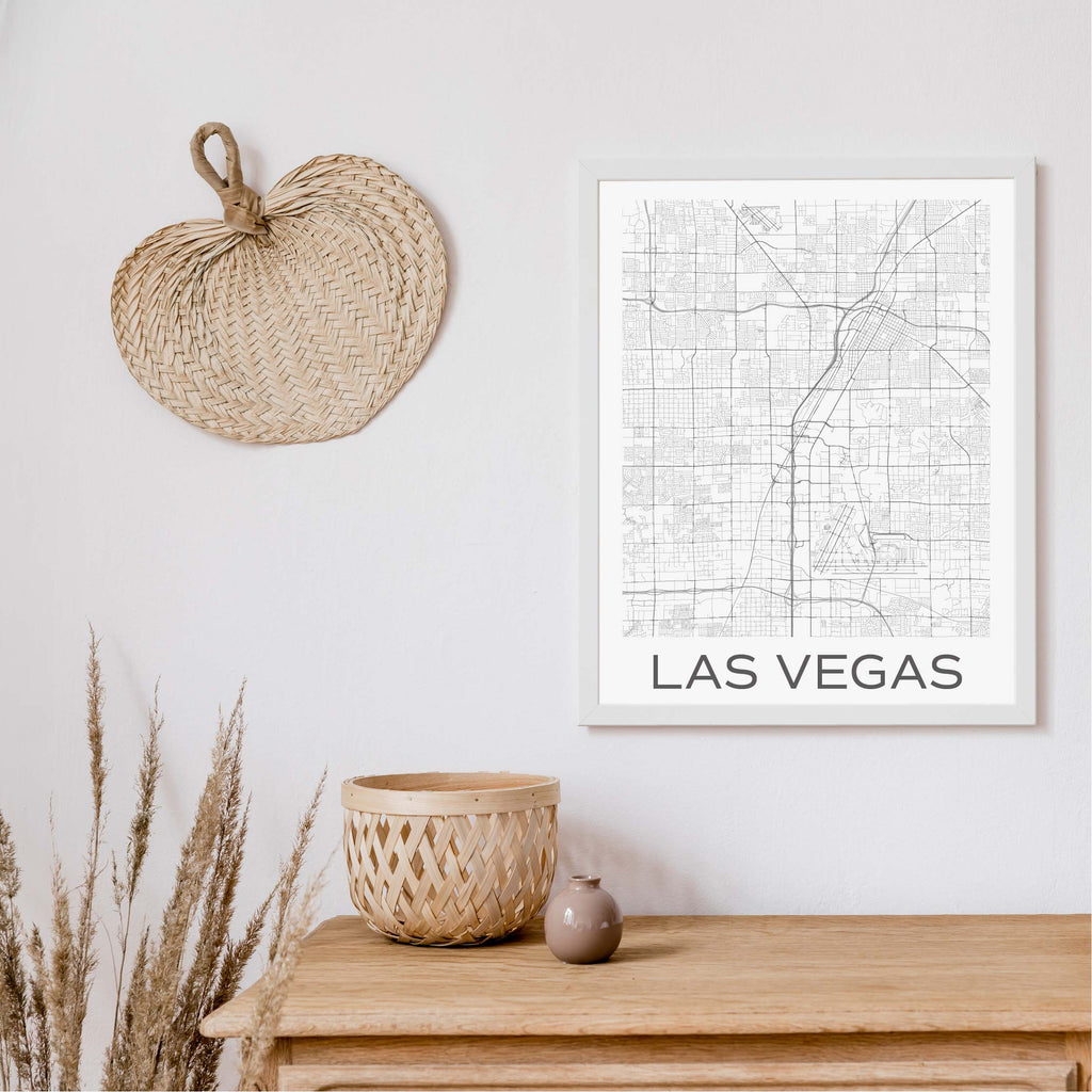 Las Vegas black and white minimal map art