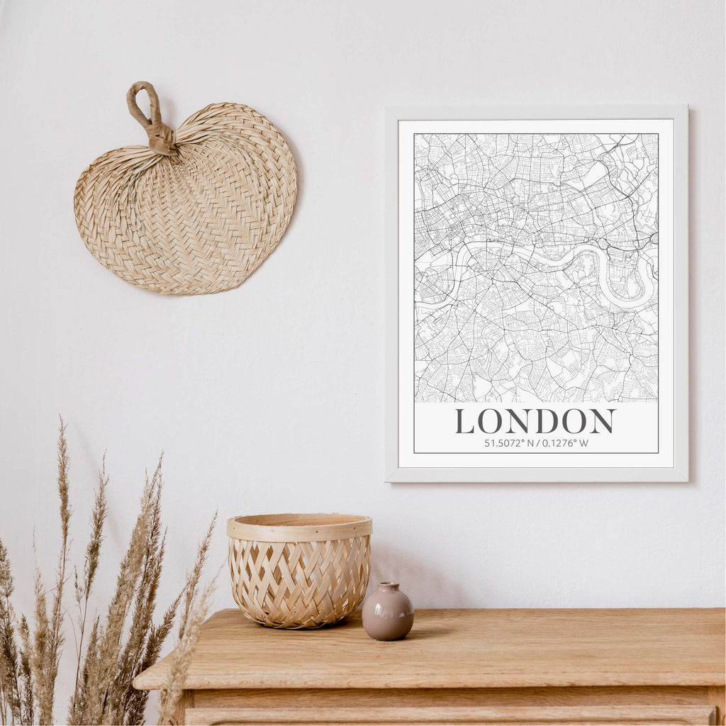 London black and white classic map art