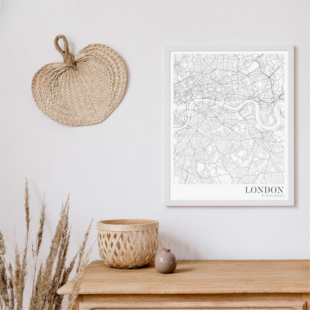 London black and white editorial map art