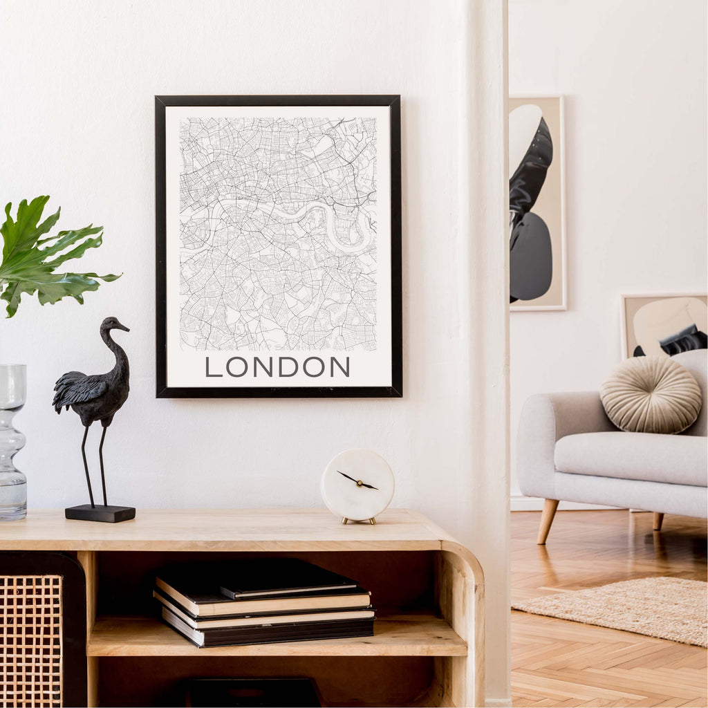 London black and white minimal map art