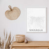 Managua black and white minimal map art