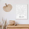 Milan black and white classic map art