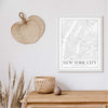 NYC black and white classic map art