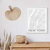 NYC black and white minimal map art