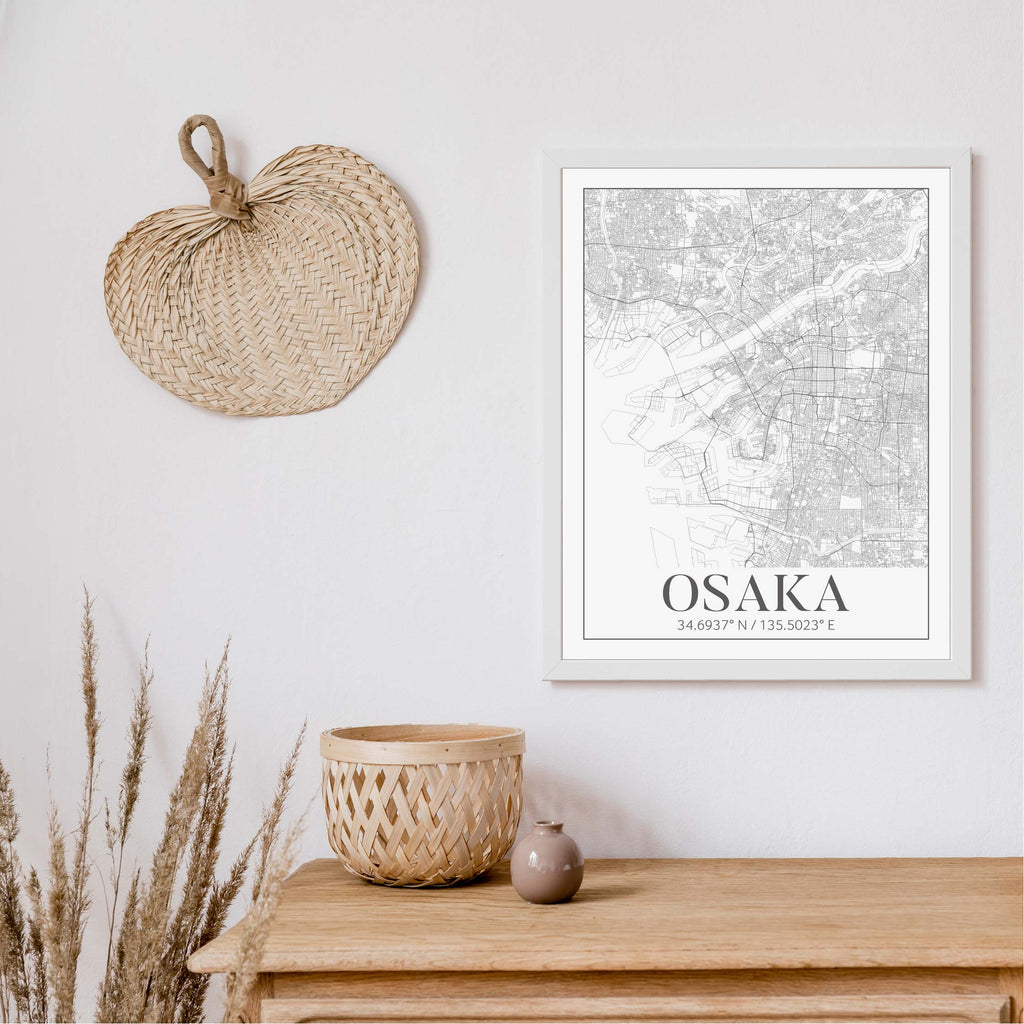 Osaka black and white classic map art