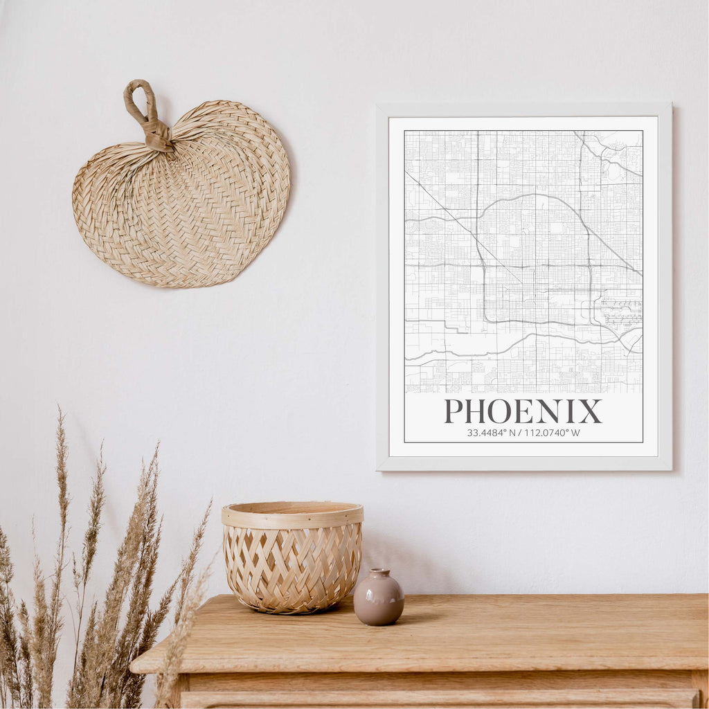 Phoenix black and white classic map art