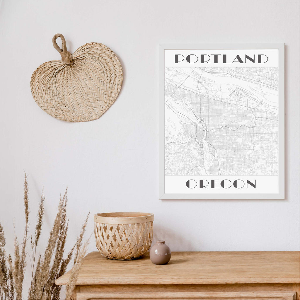 Portland black and white art deco map art