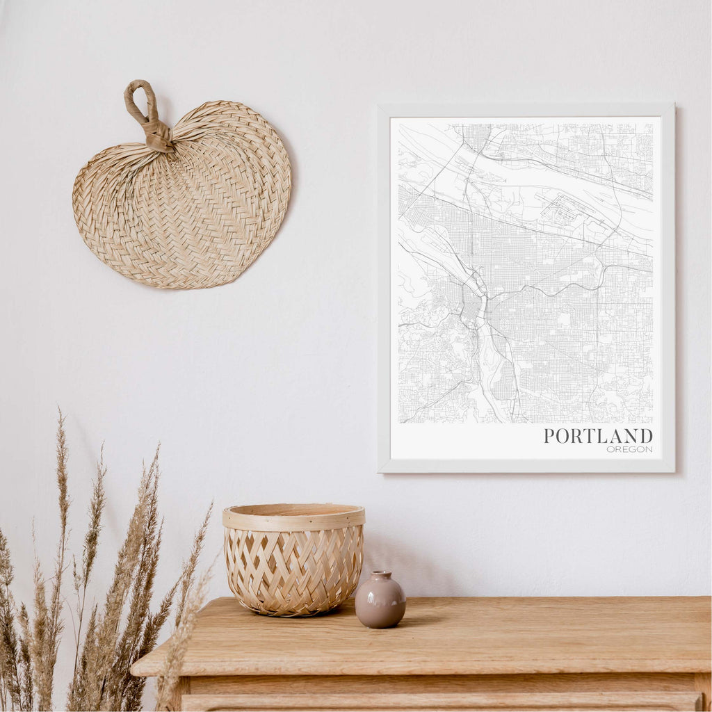 Portland black and white editorial map art