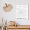 Portland black and white minimal map art