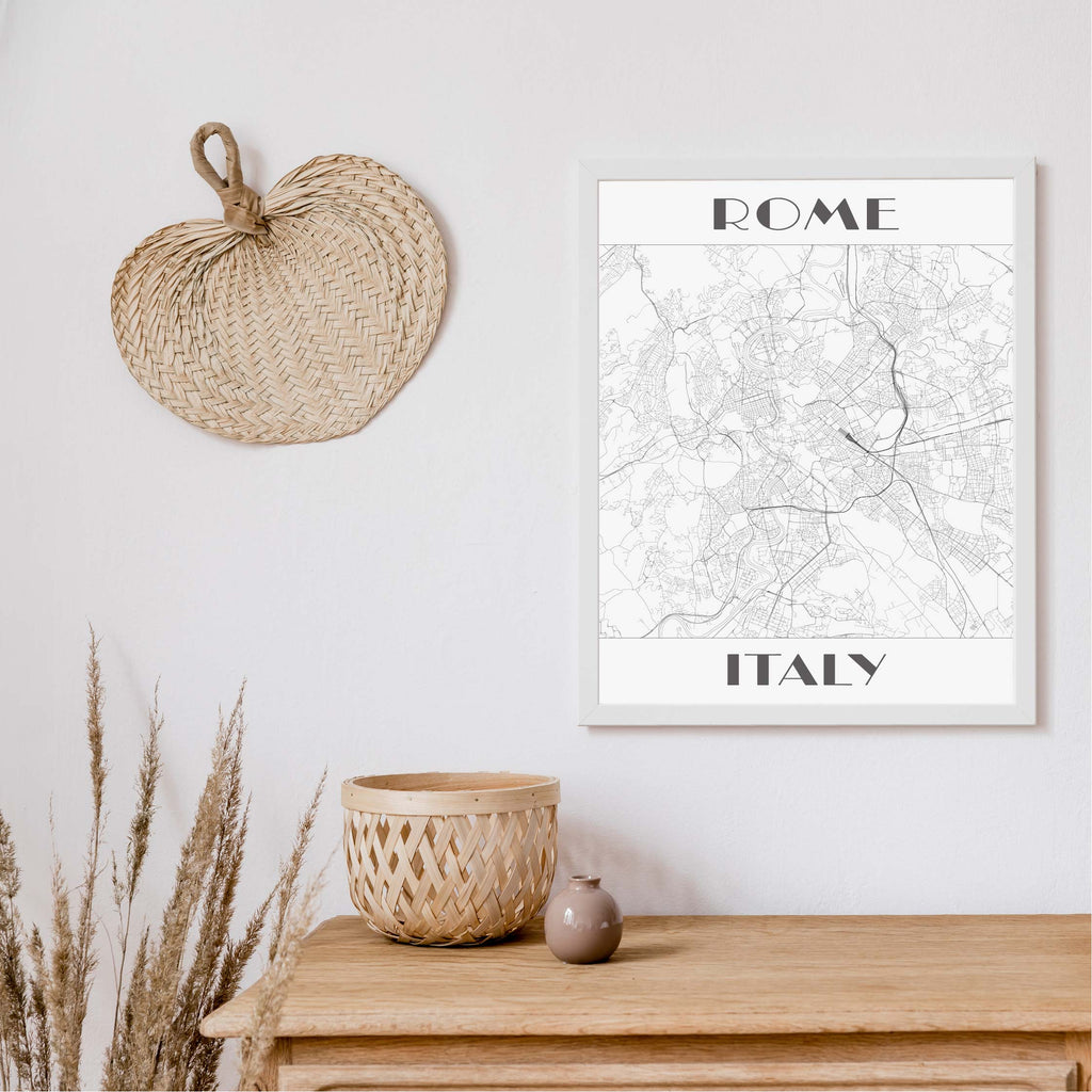 Rome black and white art deco map art