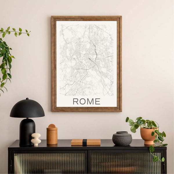 Rome black and white minimal map art