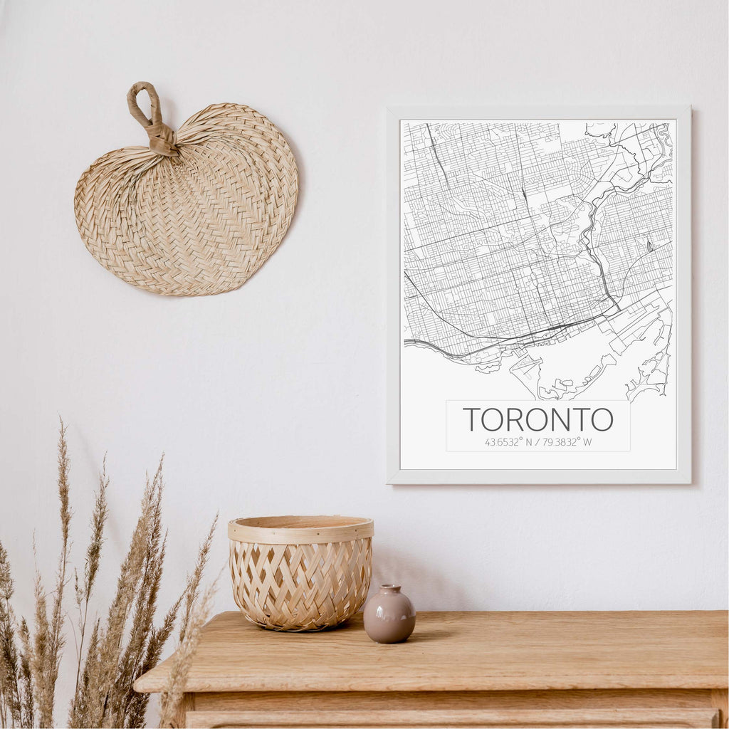 Toronto black and white modern map art