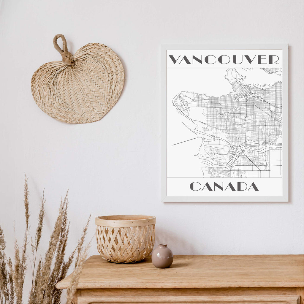 Vancouver black and white art deco map art